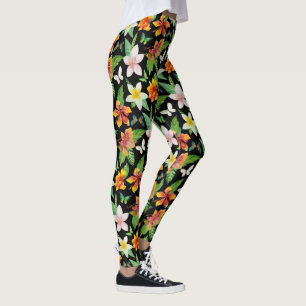 Tropische bloemen en buiken patroon leggings