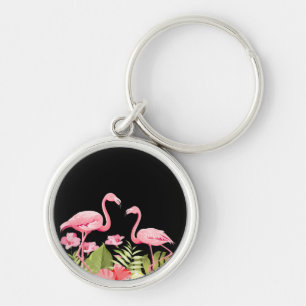Tropische Bloemen en Flamingo's Ontwerp Sleutelhanger