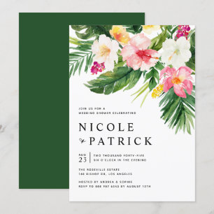 Tropische bloemen en Greenery Wedding Shower Kaart