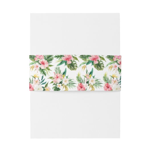 Tropische bloemen en groen patroon bruiloft uitnodigingen wikkel (Achterkant Voorbeeld)