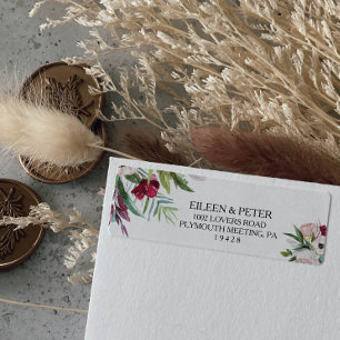 Tropische Bloemen en Groen Retouradreslabel Etiket