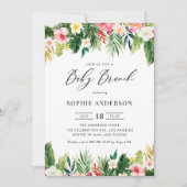 Tropische bloemen en groen Zomer Baby Brunch Kaart (Voorkant)