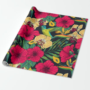 Tropische bloemen en kolibrie - Zomer Botanica Cadeaupapier