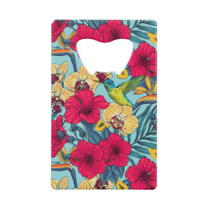 Tropische Bloemen en Kolibrie - Zomer Botanica Kredietkaart Flessenopener