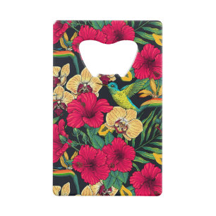 Tropische bloemen en kolibrie - Zomer Botanica Kredietkaart Flessenopener
