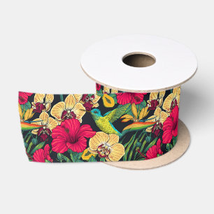 Tropische bloemen en kolibrie - Zomer Botanica Lint