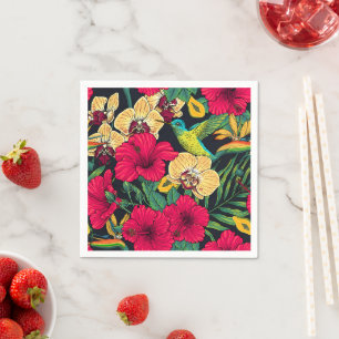 Tropische bloemen en kolibrie - Zomer Botanica Servet