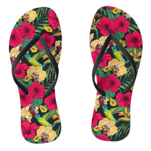 Tropische bloemen en kolibrie - Zomer Botanica Teenslippers