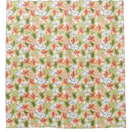 Tropische bloemen en lijnkunst douchegordijn