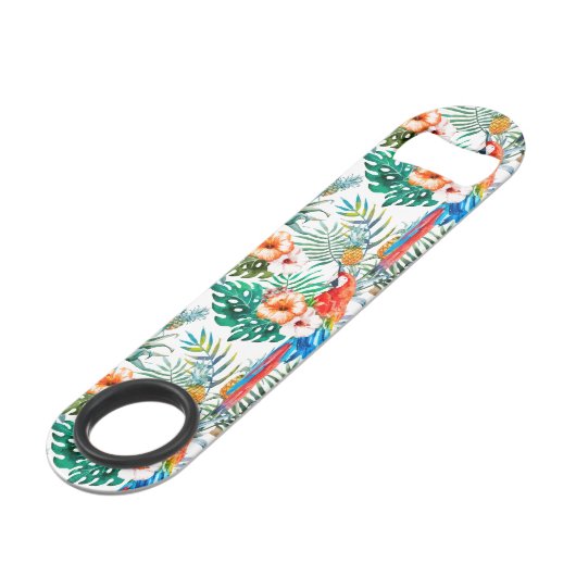 Tropische bloemen en Toucan Speed Flessenopener (Voorkant Gekanteld)