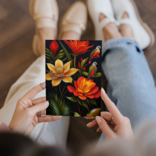 Tropische bloemen en vogels   Modern Haeckel Kaart