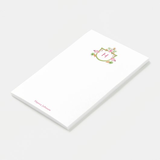 Tropische bloemen en vogels, monogrammen Notitiebl Post-it® Notes (Schuin)