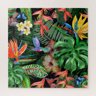 Tropische bloemen: exotische Waterverf Legpuzzel