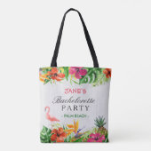 Tropische Bloemen Flamingo Bruid Bachelorette Part Draagtas (Achterkant)