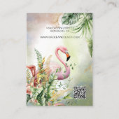 Tropische Bloemen Flamingo QR Code Display Visitekaartje (Achterkant)