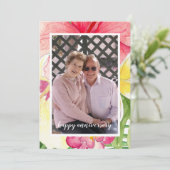 Tropische bloemen Foto 50th Wedding Jubileum Kaart (Staand voorkant)