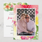 Tropische bloemen Foto 50th Wedding Jubileum Kaart (Voorkant / Achterkant)