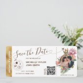 Tropische Bloemen Foto Boarding Pass Kaart QR Code (Staand voorkant)