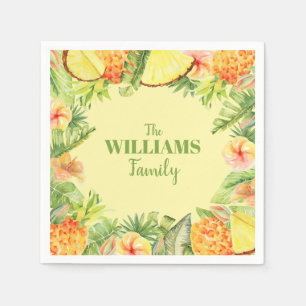Tropische bloemen fruitgroen servet