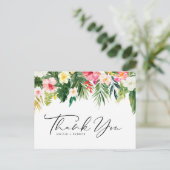 Tropische bloemen Garland bruiloft Dank u Briefkaart (Staand voorkant)