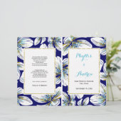 Tropische bloemen gevouwen trouwprogramma (Staand voorkant)