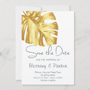 Tropische Bloemen Gouden Bruiloft Save The Date