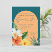 Tropische Bloemen Graduation Party Kaart (Staand voorkant)