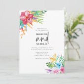 Tropische bloemen Greenery Wedding Kaart (Staand voorkant)