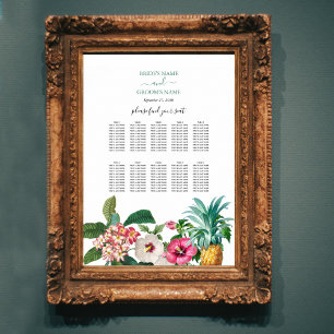 Tropische Bloemen & Groen Bruiloft Zitkaarten Poster