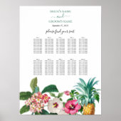 Tropische Bloemen & Groen Bruiloft Zitkaarten Poster (Voorkant)
