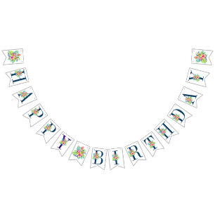 Tropische bloemen Happy Birthday Banner