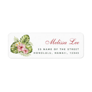Tropische Bloemen Hawaiiaanse Hibiscus Adres Etiket