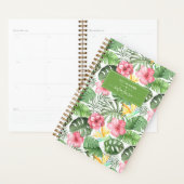 Tropische bloemen Hibiscus Elegant Script Naam 202 Planner (Display)