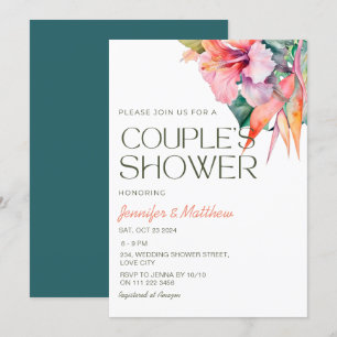 Tropische Bloemen Hibiscus Hawaiian Couples Douche Kaart