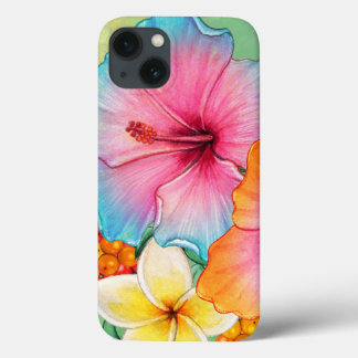 Tropische bloemen Hibiscus Plumeria iPhone 13 Hoesje