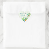 Tropische Bloemen Huwelijk Custom Hart Sticker (Tas)