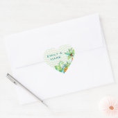 Tropische Bloemen Huwelijk Custom Hart Sticker (Envelop)