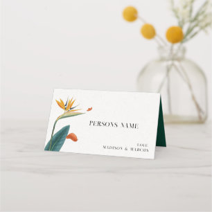 Tropische Bloemen Huwelijks Plaatskaart Fancy