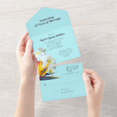 Tropische bloemen Jubileum Vow Renewal All In One Uitnodiging (Afscheurbaar)
