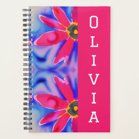 tropische bloemen kleurrijke waterverf kunst planner (Voorkant)