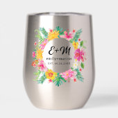 Tropische bloemen krans bruiloft monogram (Achterkant)