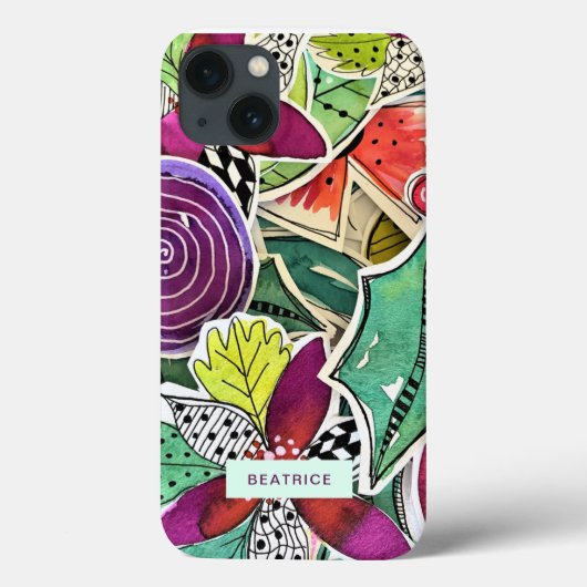 Tropische bloemen laten een Girly-overdruk Case-Mate iPhone Case (Achterkant)