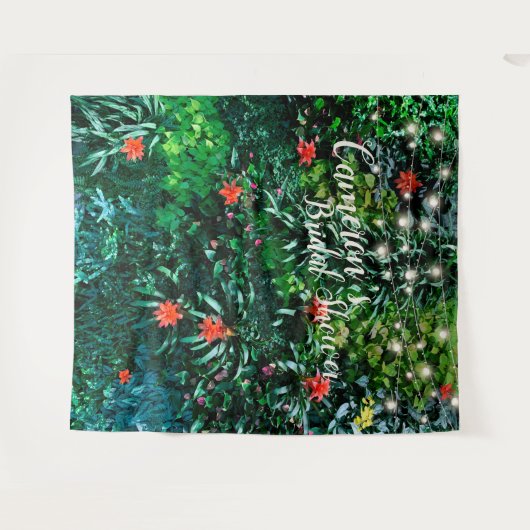 Tropische Bloemen Lichten Bruidsdouche Achtergrond Wandkleed (Voorkant (horizontaal))