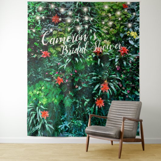 Tropische Bloemen Lichten Bruidsdouche Achtergrond Wandkleed (In situ)