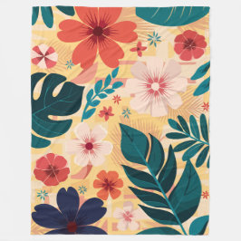 Tropische bloemen met gedurfde bladeren en bloemen fleece deken