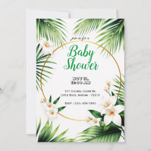 Tropische Bloemen Met Palmbladeren Baby shower Kaart