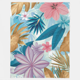 Tropische bloemen met weelderige bladeren en exoti fleece deken