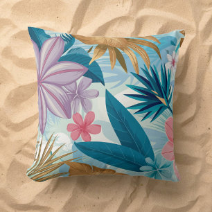 Tropische bloemen met weelderige bladeren en exoti kussen