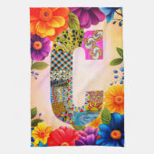 Tropische Bloemen Monogram C Keukenhanddoek (Verticaal)