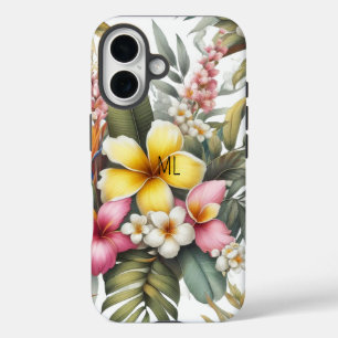 Tropische bloemen Monogram Island Design iPhone 16 Hoesje